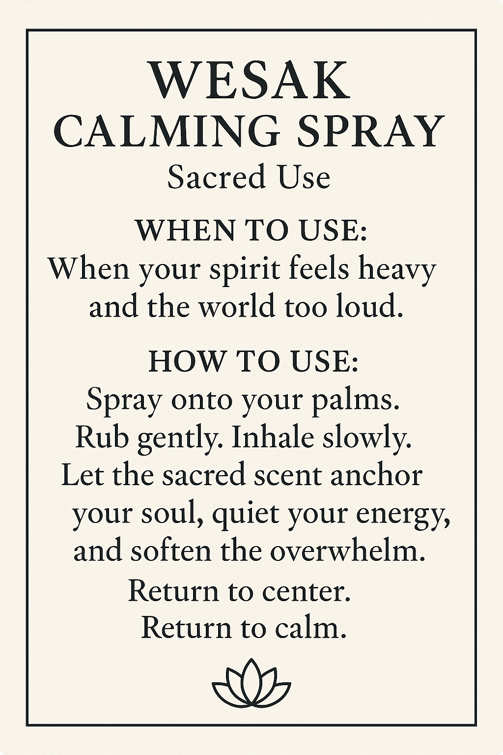 Sprays : Wesak Calming Spray