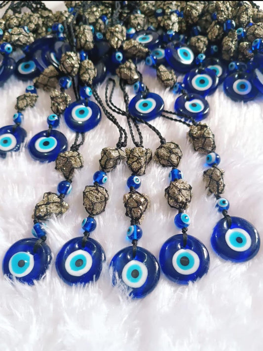 Crystals : Pyrite Evil Eye Hanger to remove money blocks