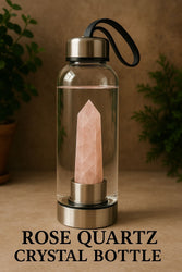 CRYSTALS : ROSE QUARTZ CRYSTAL INFUSED WATER BOTTLE