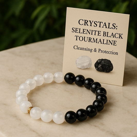 Crystals : Selenite Black Tourmaline Bracelet