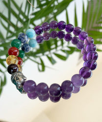 CRYSTAL : AMETHYST 7 CHAKRA BALANCE AND CALMING BRACELET