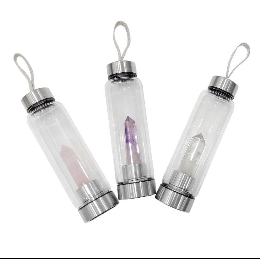 CRYSTALS : ROSE QUARTZ CRYSTAL INFUSED WATER BOTTLE