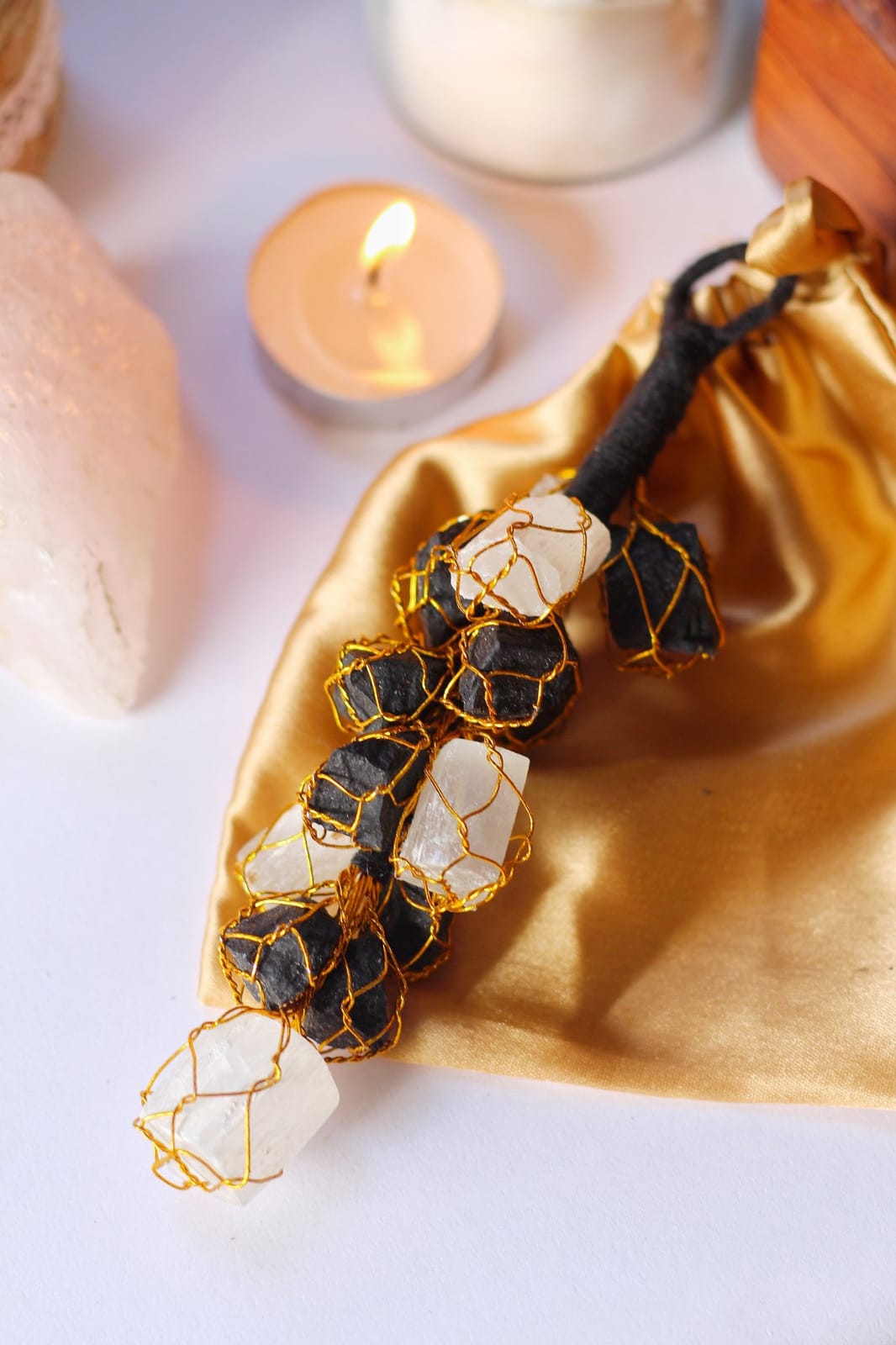 Crystals : Black Tourmaline and Selenite Door Hanger